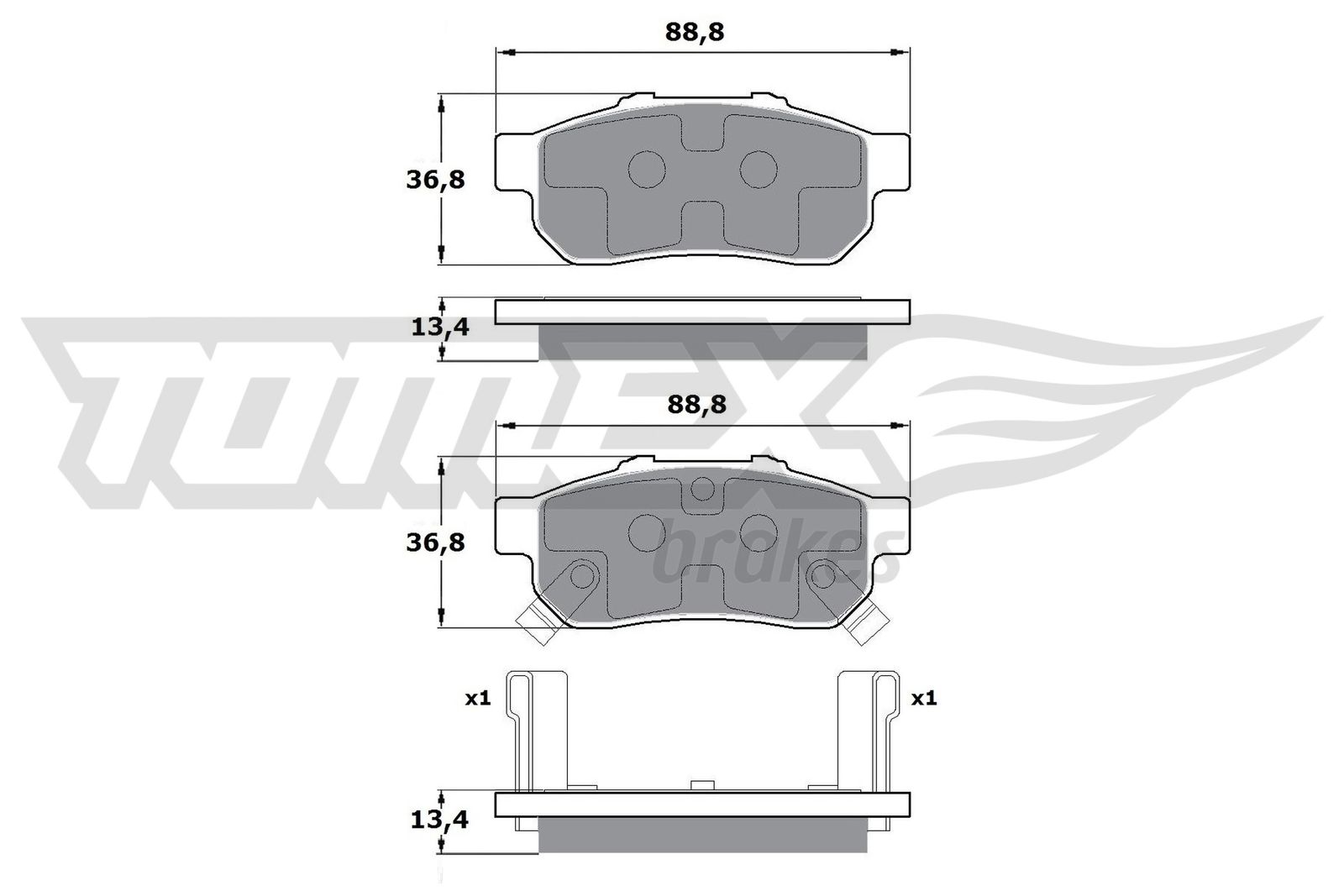 Sada brzdových platničiek kotúčovej brzdy TOMEX Brakes